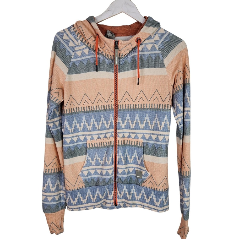 BENCH Hoodie Womens Small Multicolor Aztec Full Zip Knit Thumbhole Sweatshirt